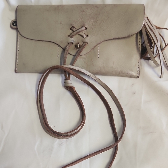 Free People Buffalo Leather Elegant Cream Leather Clutch - Picture 7 of 7
